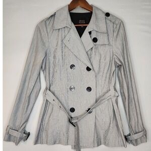 Tracy Evans Limited Pea Coat Jacket Double breasted Black/White Stripe‎ Large